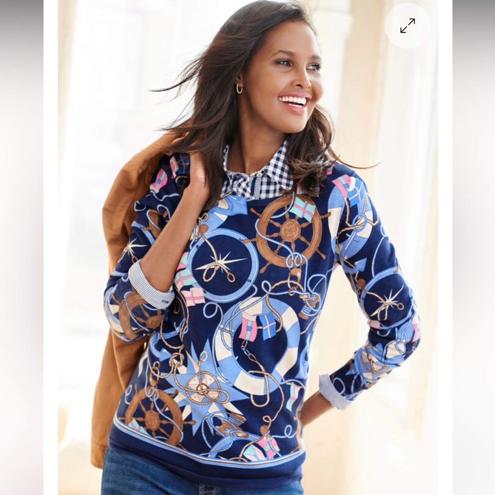 Talbots Status Print Sweater, Size L
